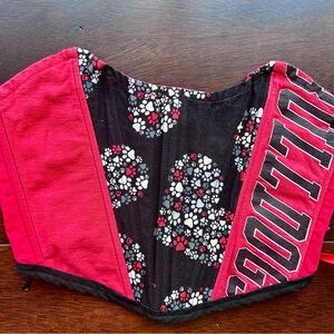 Georgia Bulldogs Red & Black Paw Print Corset Top / Lace-Up Bustier